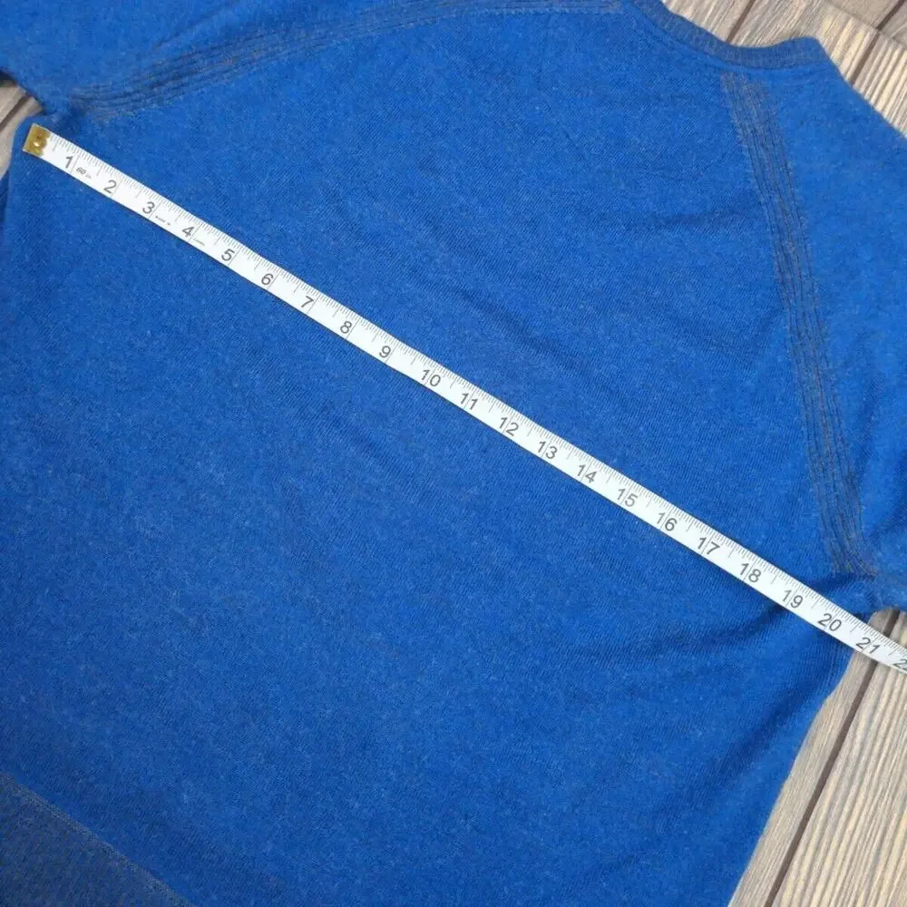 Robert Graham Men Blue Cashmere Wool Tight Knit V-Neck Long Sleeve Sweater Sz‎ L
